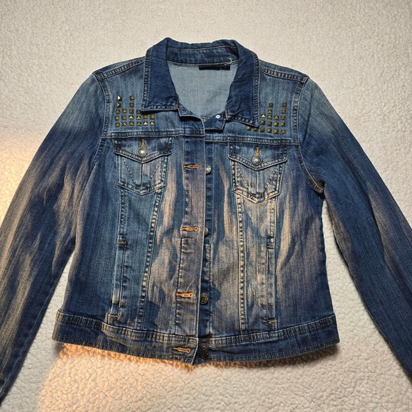 a.n.a Jackets & Blazers - ANA A New Approach Womens Denim Jacket Medium Blue Studded Trucker Jean Jacket M